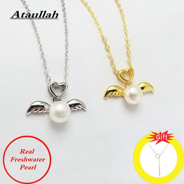 

ataullah freshwater pearl necklace angel 925 sterling silver necklace chain diamond jewelry for women gift bijoux nw066