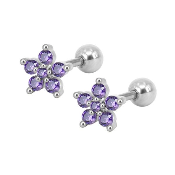 

stud cute star cartilage piercing 16g earrings zircon tragus beautiful screw back ear piercings body jewelry, Golden;silver
