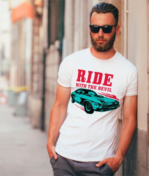 

ride with the devil t-shirt vintage engine car cool t-shirt graphic tee gift for him organic cotton men t shirt