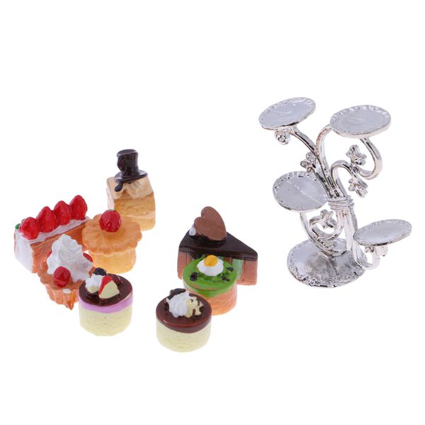 

1:12 dollhouse mini fruit stand with various fruit cakes groceries home accessories
