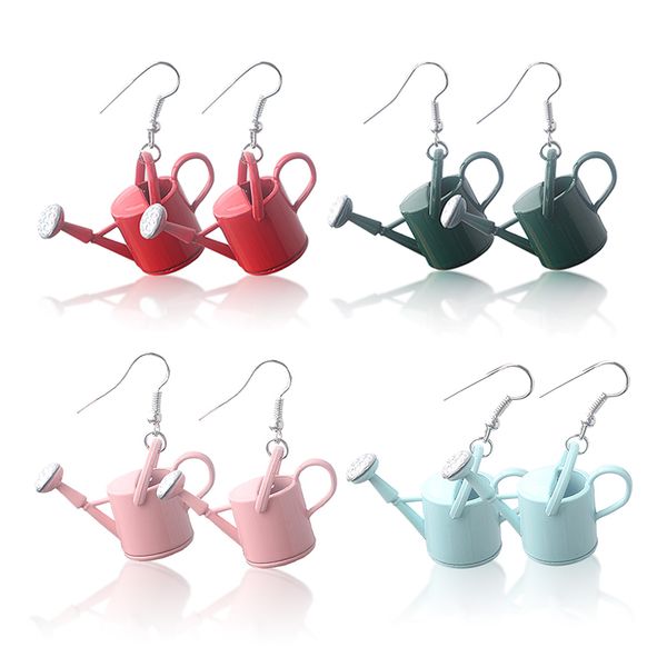 

20pcs/lot 3d watering can drop earrings 2020 gardening dangle statement earrings for fashion women jewelry gift, Silver