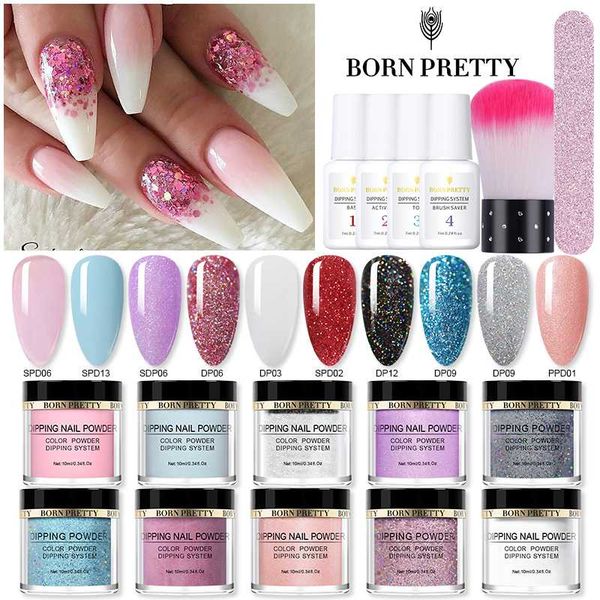 

born pretty dipping nail powder system power natural dry pigment dust nail art decorations nails accessories 10ml, Silver;gold