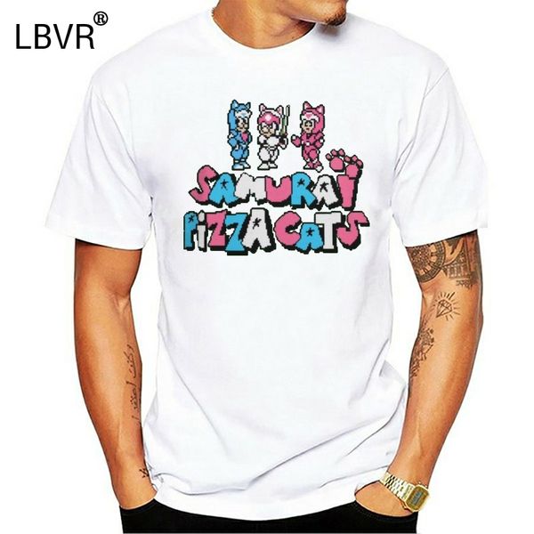 

pure cotton classic round collar samurai pizza cats 8bit t shirt fashion design male homme t-shirt