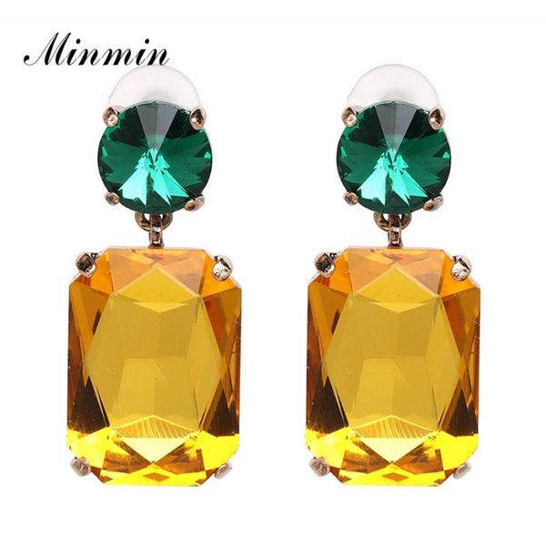 

minmin unique cute square crystal drop korean earrings for women geometric big dangle earrings fashion prom jewelry 2020 meh1187, Silver