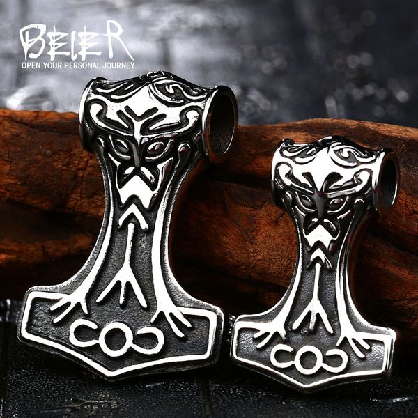 

316l stainless steel fashion northern europe vikking pendant necklace nordic myth thor hammer big/small jewelry for man bp8-080, Silver