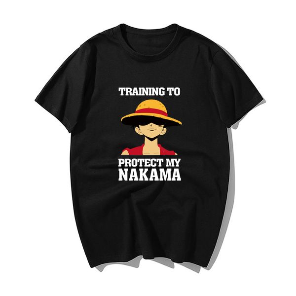 

one piece luffy t shirt training to protect my nakama print tshirt streetwear man fashion summer cotton japanese anime tshirt