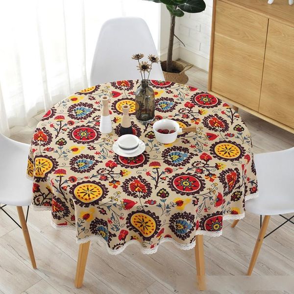 

bohemian lace tablecloth national wind round cotton printed l decorative table cloth sunflower decor table cloth covers lace