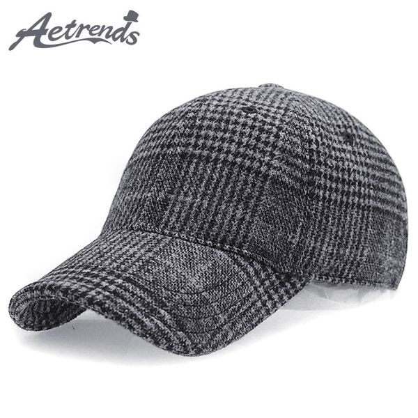 

ball caps [aetrends] 2021 winter plaid woolen baseball cap men women cotton snapbacks hats z-6246, Blue;gray