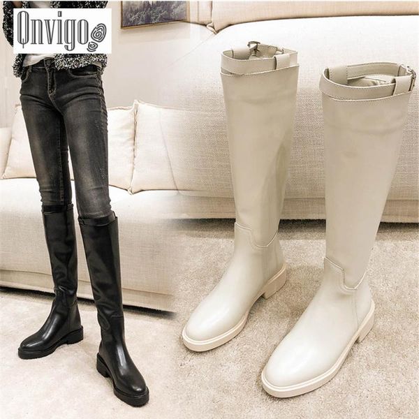 

qnvigo thigh high boots black knee high boots 34-43 size gothic shoes fashion long women white cowboy for women 2020 new
