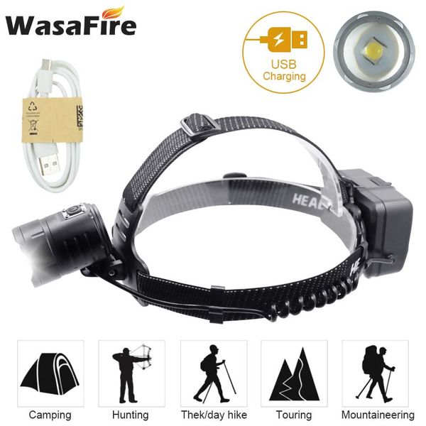 

headlamps super bright 3 modes frontal led headlamp 8000 lumens rechargeable forehead headlight portable running camping torch