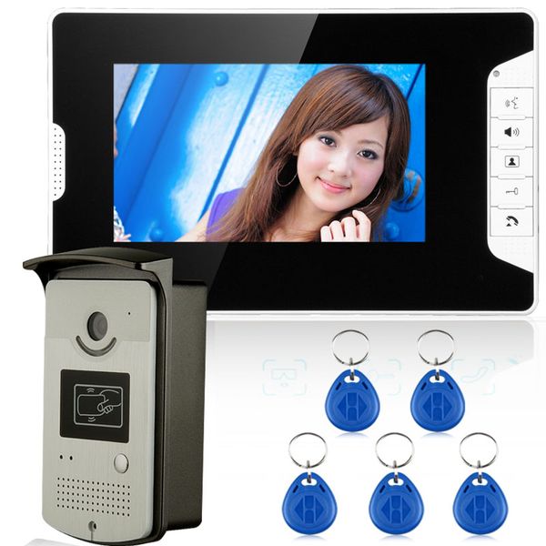 

video door phones ennio 7" color intercom phone system with 1 white monitor reader hd doorbell 1000tvl camera