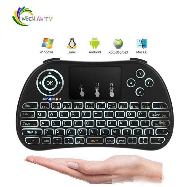 

white backlit mini keyboard 2.4g wireless fly air mouse chargeable battery usb cable portable keyboard mouse combo with touchpad