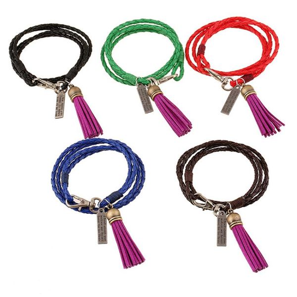 

charm bracelets 2021 multilayers handmade braided design leather bracelet copper tassel drop bangle for men women hand party jewelry gift, Golden;silver