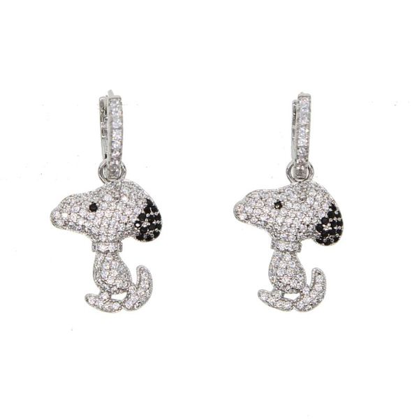 

stud 2021 arrive fashion cute white color cartoon dog delicate pave cubic zirconia women girl gift lovely animal earring, Golden;silver