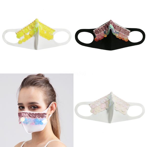 

sequin mask sunscreen ice silk fashion sunscreen dustproof and breathable cotton cloth can be washed and reused#898, Black
