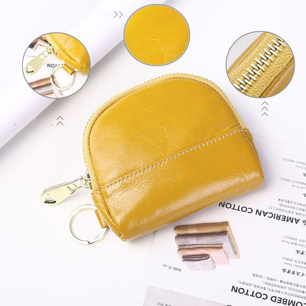 

2020 Women's Fashion Genuine Mini Zip Elegant Clutch Wallet Short Ladies Purse Key Coin Card Bag Oily Leather