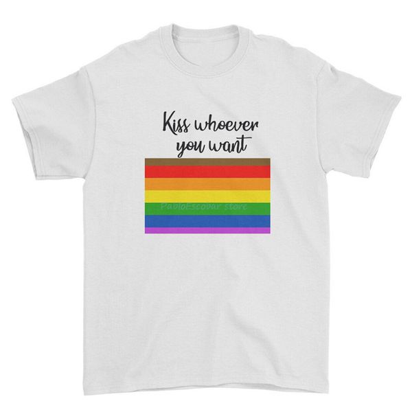 

kiss whoever you want lgbt gay pride lesbian rainbow mens womens t-shirt printed tee shirt