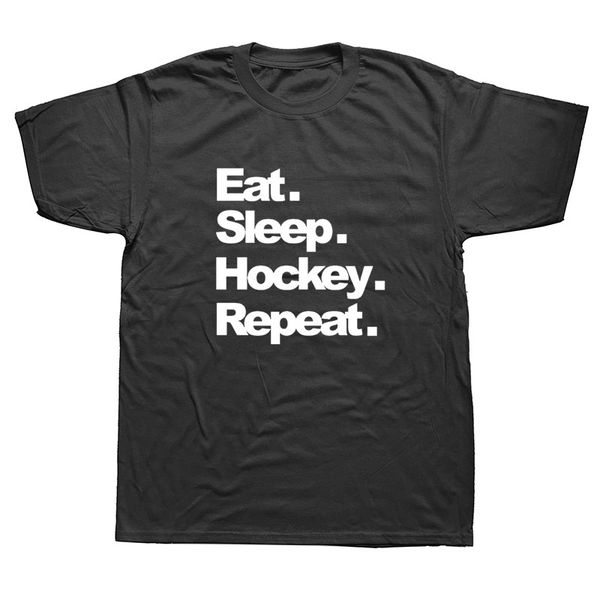 

eat sleep hockey repeat funny graphic t-shirt mens summer style fashion short sleeves oversized streetwear t shirts