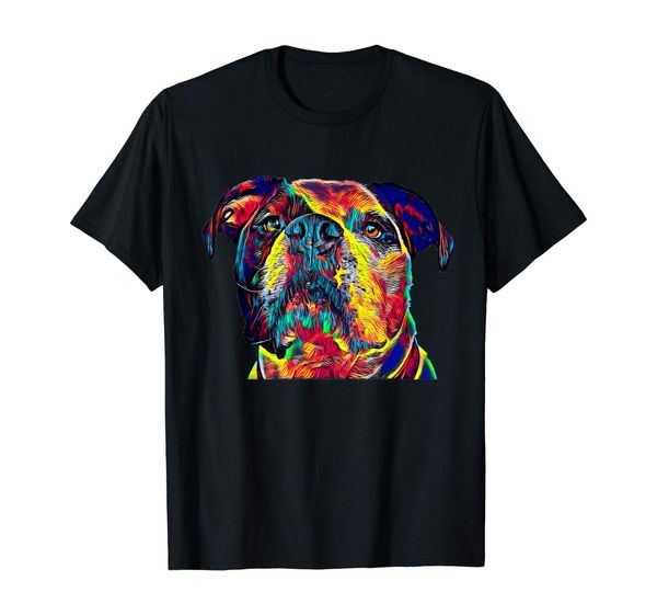

colorful art american bulldog t- shirt