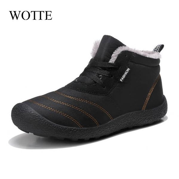 

waterproof men's boots cotton shoes big size 40-48 mens snow boots middle-aged anti-skid plus velvet dad shoes warm men's, Black