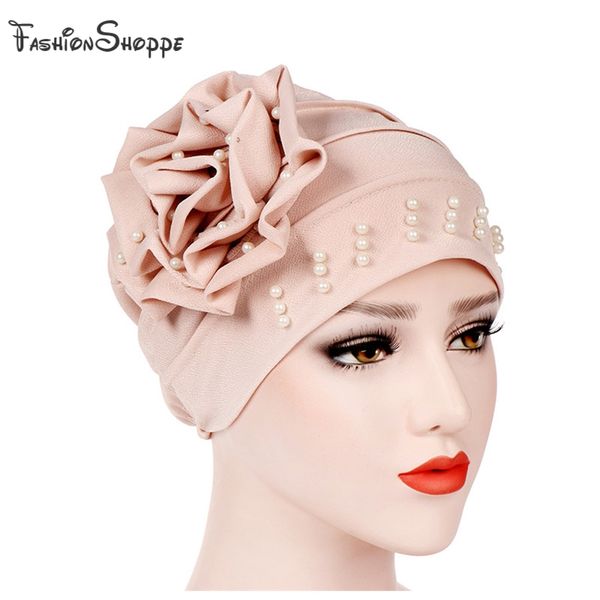 

women beading india hat muslim ruffle cancer chemo beanie scarf turban wrap cap pearl skullies #ys406, Blue;gray