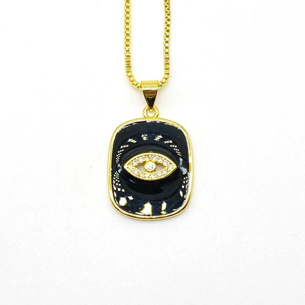

5pcs/lot bohemian enamel brass cz eye pendant necklace, Silver