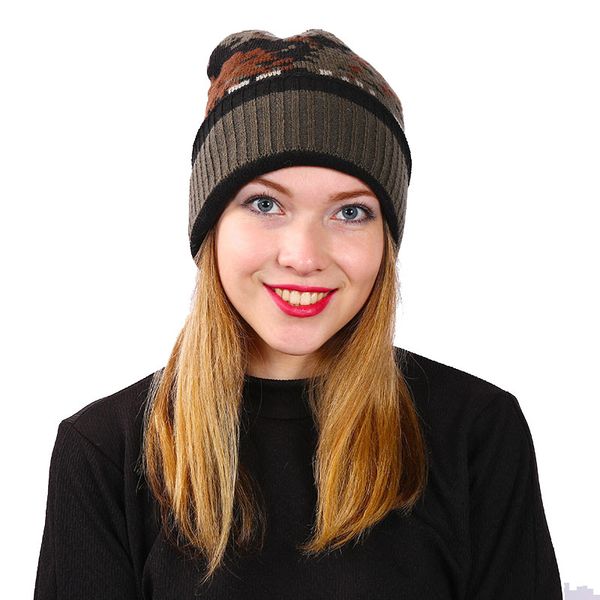 

beanies autumn and winter woolen hat knitted plus velvet thick camouflage warm hood ear protection