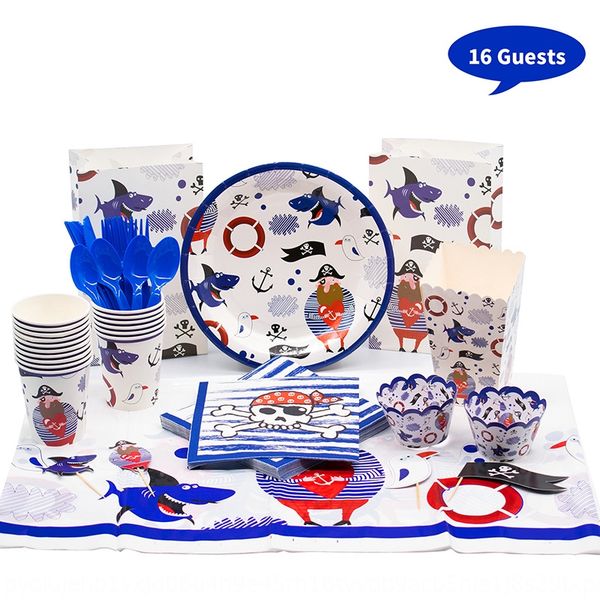 

pirate party decoration tableware sailboat tablecloth supplies disposable paper plate tablecloth paper bag cake card sailing tableware set u
