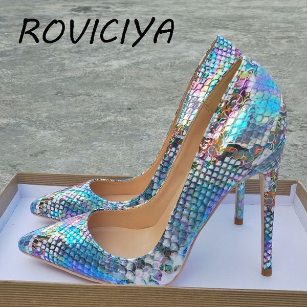 

fashion women 12cm high heel pattern snake print high heel design lady dress club shoes plus size 33 34 qp093 roviciya, Black