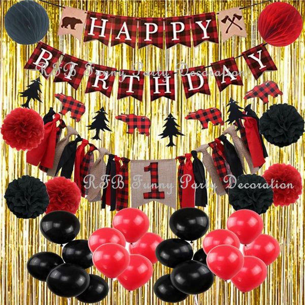 

party decoration gold metallic tinsel foil fringe curtains po backdrop highchair banner ideal first birthday lumberjack