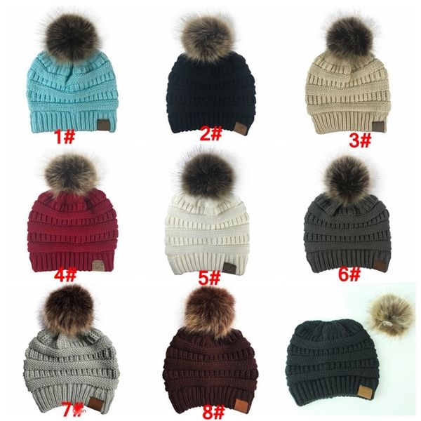 

8colors women winter beanie faux fur cap pom ball crochet hats knitted hat skully warm ski trendy soft thick caps aaa823-1 20pcs k5hu, Blue;gray