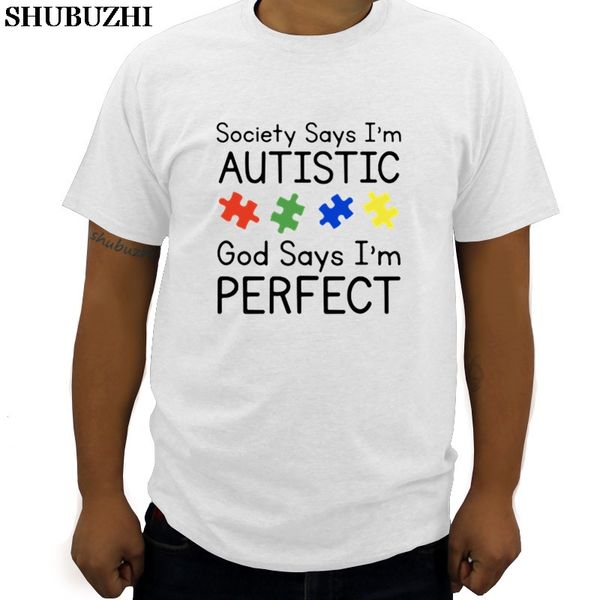 

t-shirt cotton men tee-shirt new fashion summer brand tees autism awareness shirt society says i'm autistic t shirt