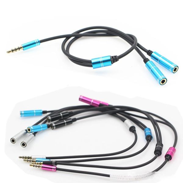 

2020 new audio aux splitter 3.5mm audio cable male jack to 2 double female mic earphone splitter headphone extension adapter aux connectors