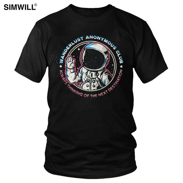 

retro design wanderlust anonymous club tees novelty cotton t-shirt for men short sleeves o neck street space astronaut tshirt