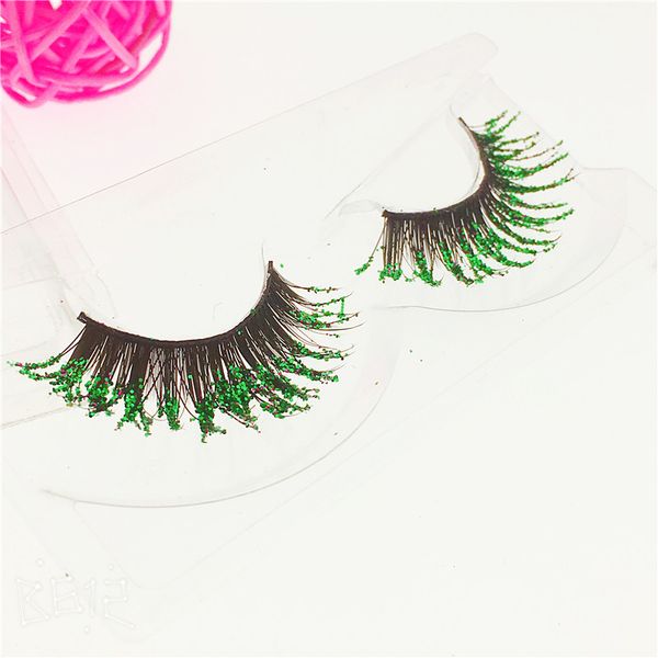

false eyelashes hand-made green soft comfortable natural dense plain make-up
