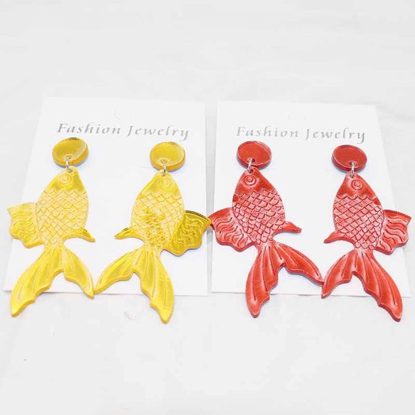 

fashion new design jewelry cute personality goldfish earrings summer style long acrylic party earring for women gift, Silver