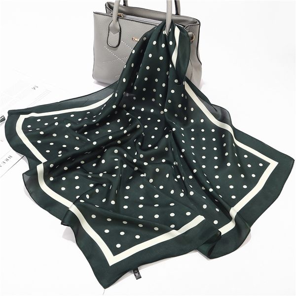 

scarves fashion dot print hair scarf for women small shawls silk satin bag 70*70cm cute headband bandana head scarfs ladies, Blue;gray