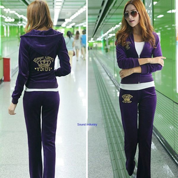 

2019 осень и зима новый золотой бархат спортивной костюм спортивной пальто свитер два костюма-женского пальто qdxy0, Gray