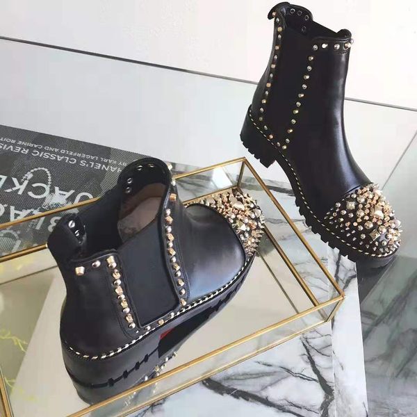 

fashion luxury designer women shoes winter boots red bottom martin ankle black talon ladies stage shoes flat heel shoes 219