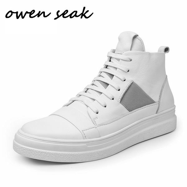 

owen seak men casual boots luxury trainers cow leather shoes autumn flats brand men fashion sneakers black shoes
