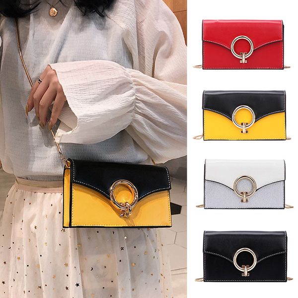 

crossbody single shoulder bag plug lock rectangle handbag with golden chain strap for women sale-wt
