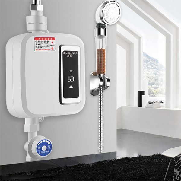 

220v water heater bathroom kitchen instant electric water heater tap temperature display faucet shower tankless tap kitchen t200424
