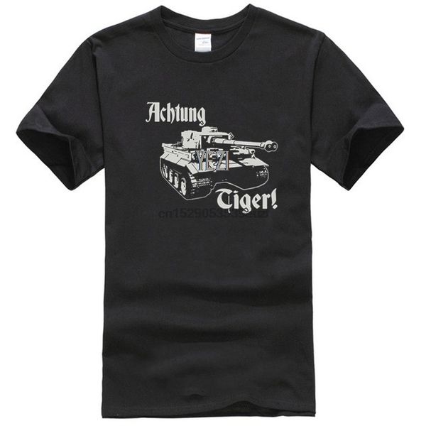 

man achtung tiger ww2 german deutschland wehrmacht tank panzer black tee shirt world of war 2 military armor t-shirt