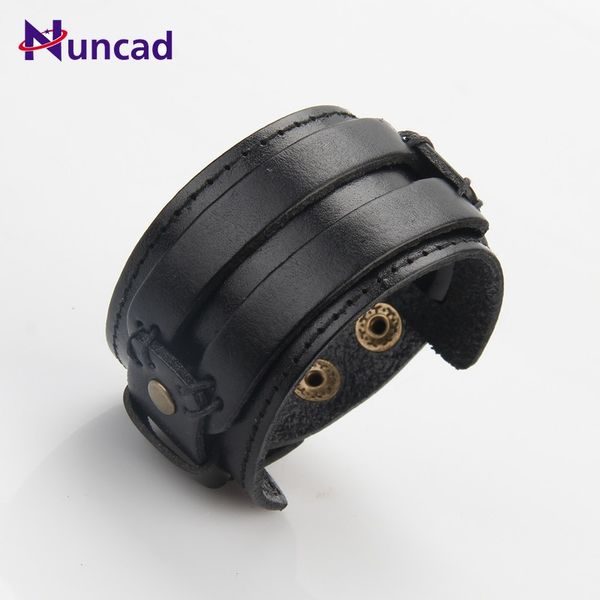 

tennis 2021 european and american cowhide jewelry double fashion bracelet men's hand-woven wide leather, Golden;silver