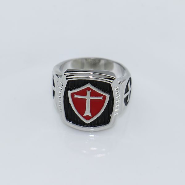 

dcarzz red black enamel ring gamer knights templar wedding band ring stainless steel cross couple rings men jewelry gift, Golden;silver