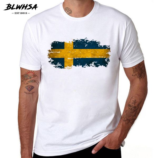 

blwhsa sweden flag printing t shirt men fashion short sleeve 100% cotton brand design t-shirts summer swedish flag men tees