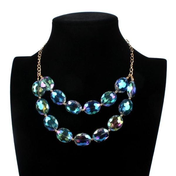 

fashion short chain double layers necklace costume woman jewelry clavicle chain beads necklace for woman, Silver