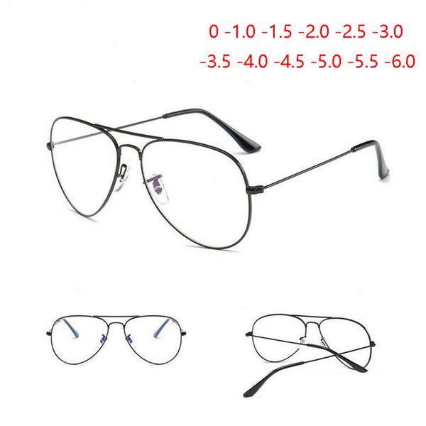 

women men myopia optical prescription glasses anti blue light pilot nearsighted eyeglasses shorted sighted goggles-1.0 to-6.0, White;black