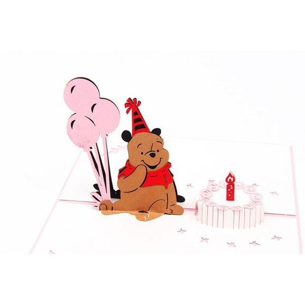 

pink teddy bear brithday card love pop up greeting cards birthday invitations party supplies ing