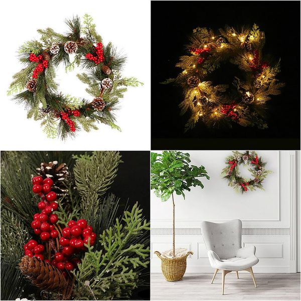 

45cm 2020 new christmas wreath decor wall door hanging ornament garland xmas party decor